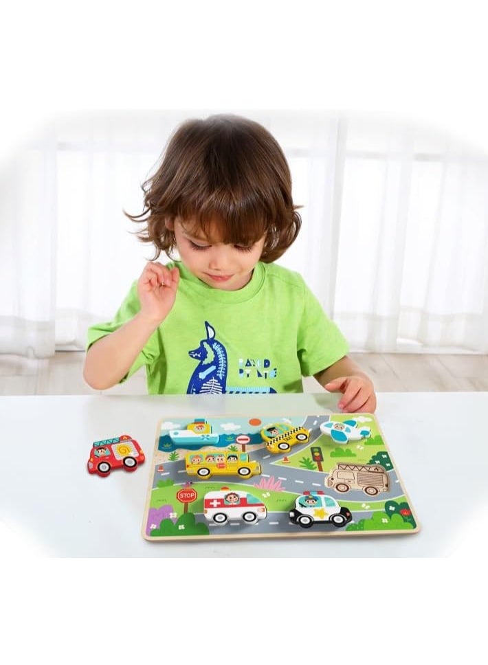 Tooky Toy Wooden Chunky Puzzle – Transportation - Image 5